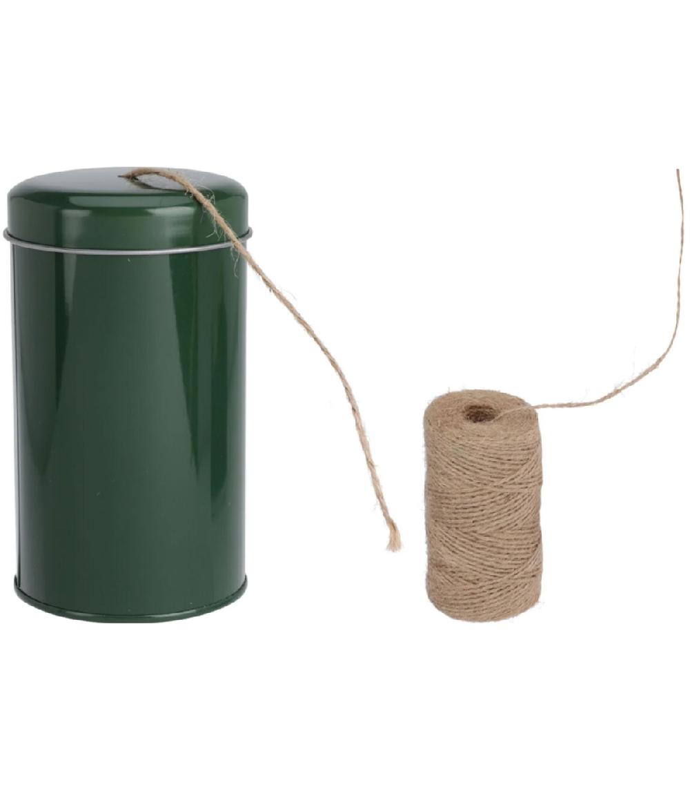 wadiga Ficelle en jute avec boîte distributrice de ficelle métal vert 100M