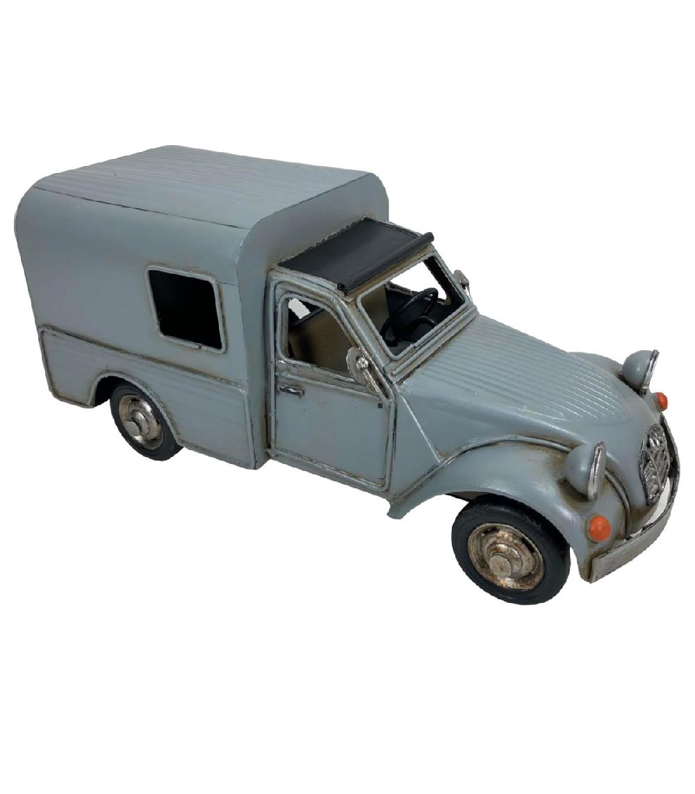 wadiga Fourgonnette 2CV déco en métal gris 28x11.5x12.5cm