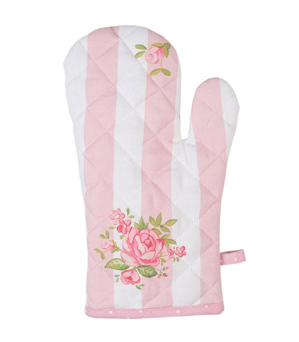Wadiga Gant De Cuisine 100% Coton Blanc Motif Fleuri Roses 18x30cm