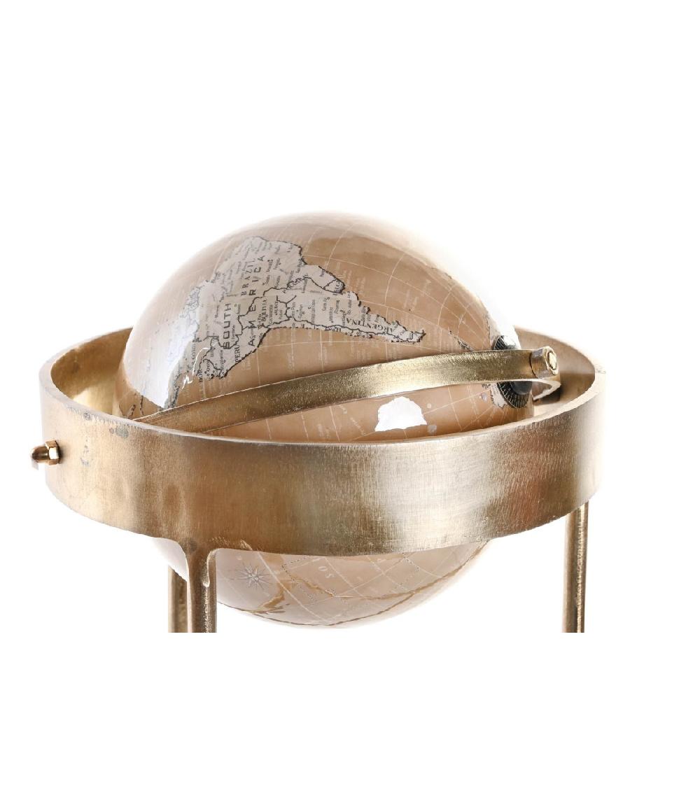 Wadiga Globe Terrestre Sur Pied Métal Doré - 25x22x43cm