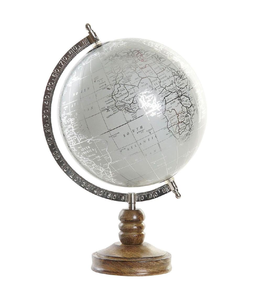 wadiga Globe terrestre vert menthe style ancien base bois