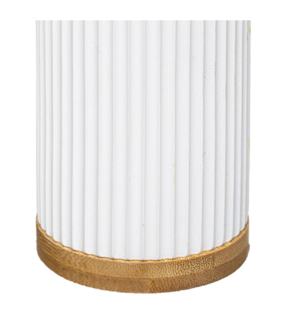 Wadiga Gobelet Porte Brosses à Dents Blanc Et Bambou