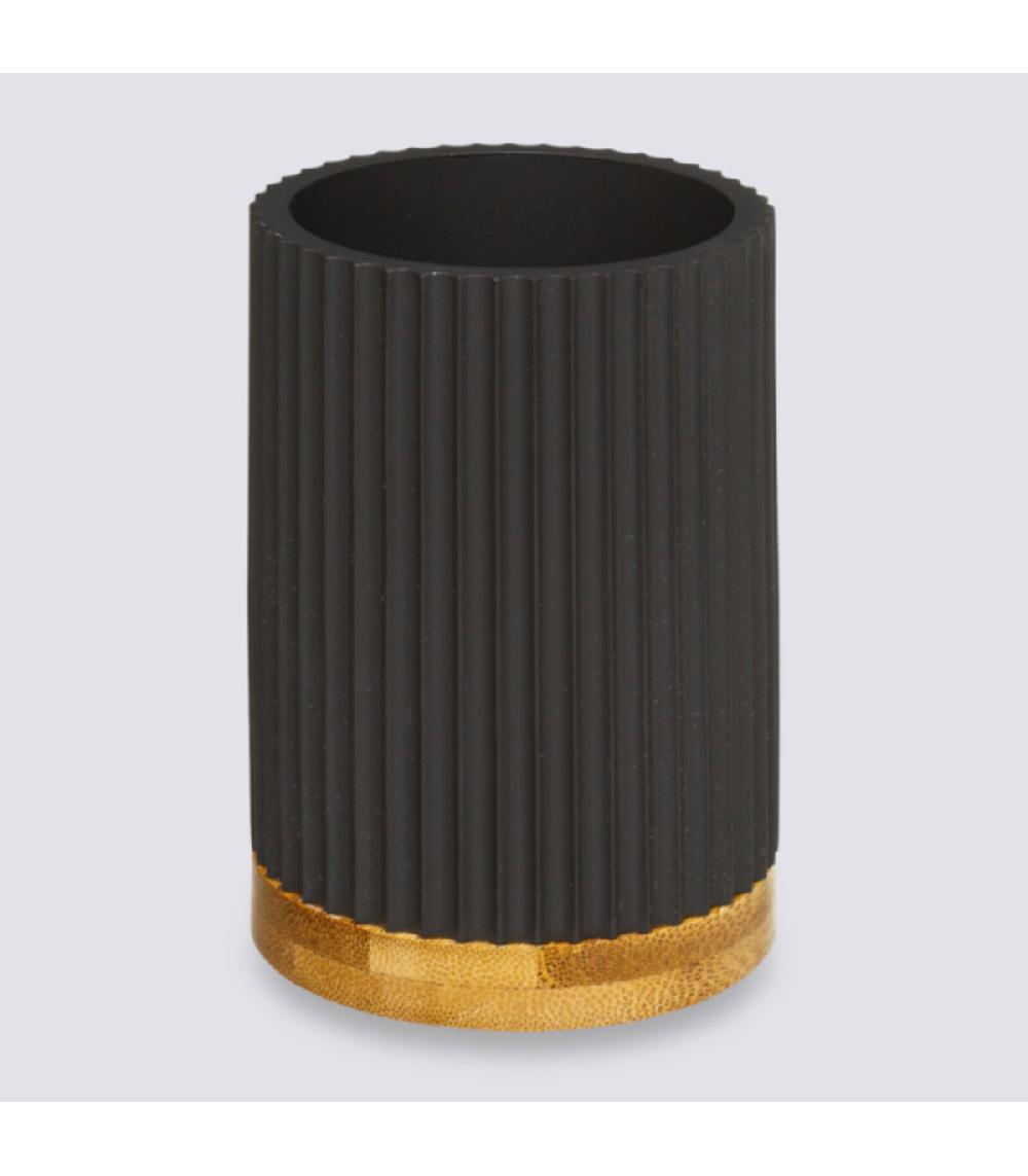 Wadiga Gobelet Porte Brosses à Dents Noir Et Bambou