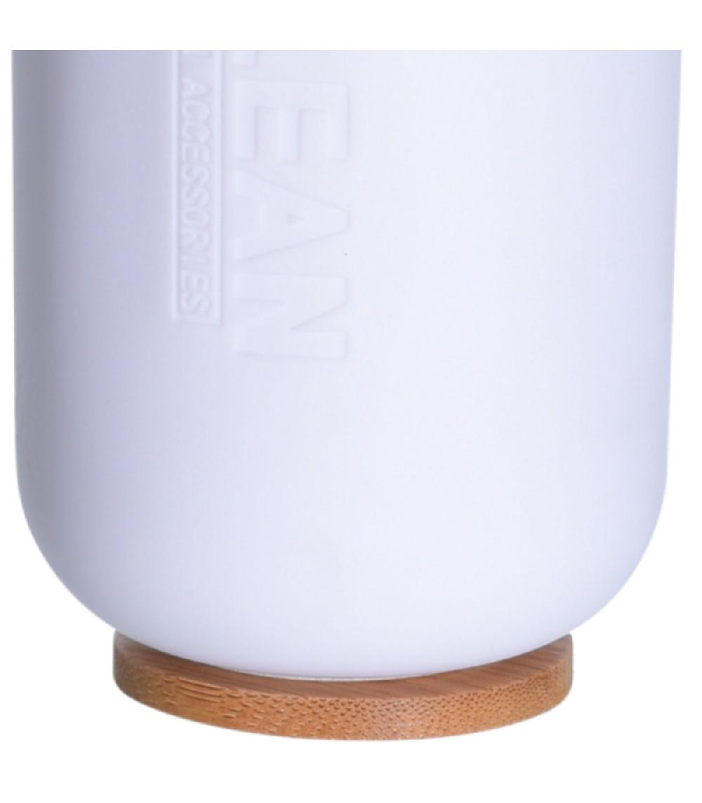 Wadiga Gobelet Salle De Bain Blanc Et Bambou - 7x11cm