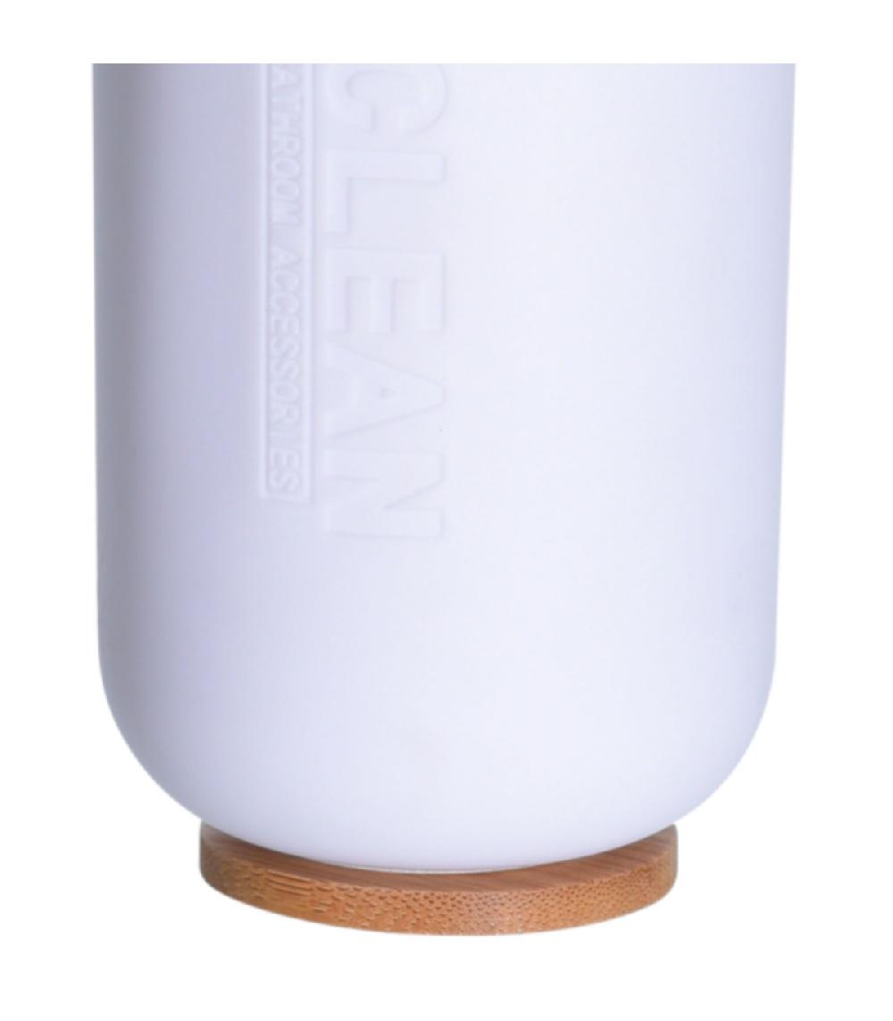 Wadiga Gobelet Salle De Bain Blanc Et Bambou - 7x11cm