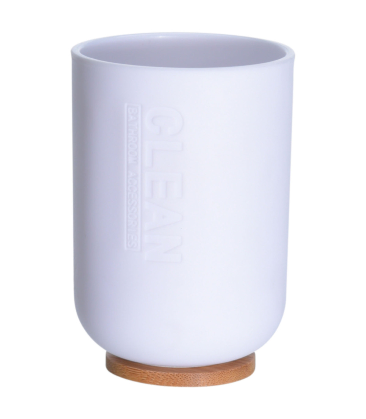 wadiga Gobelet salle de bain blanc et bambou - 7x11cm