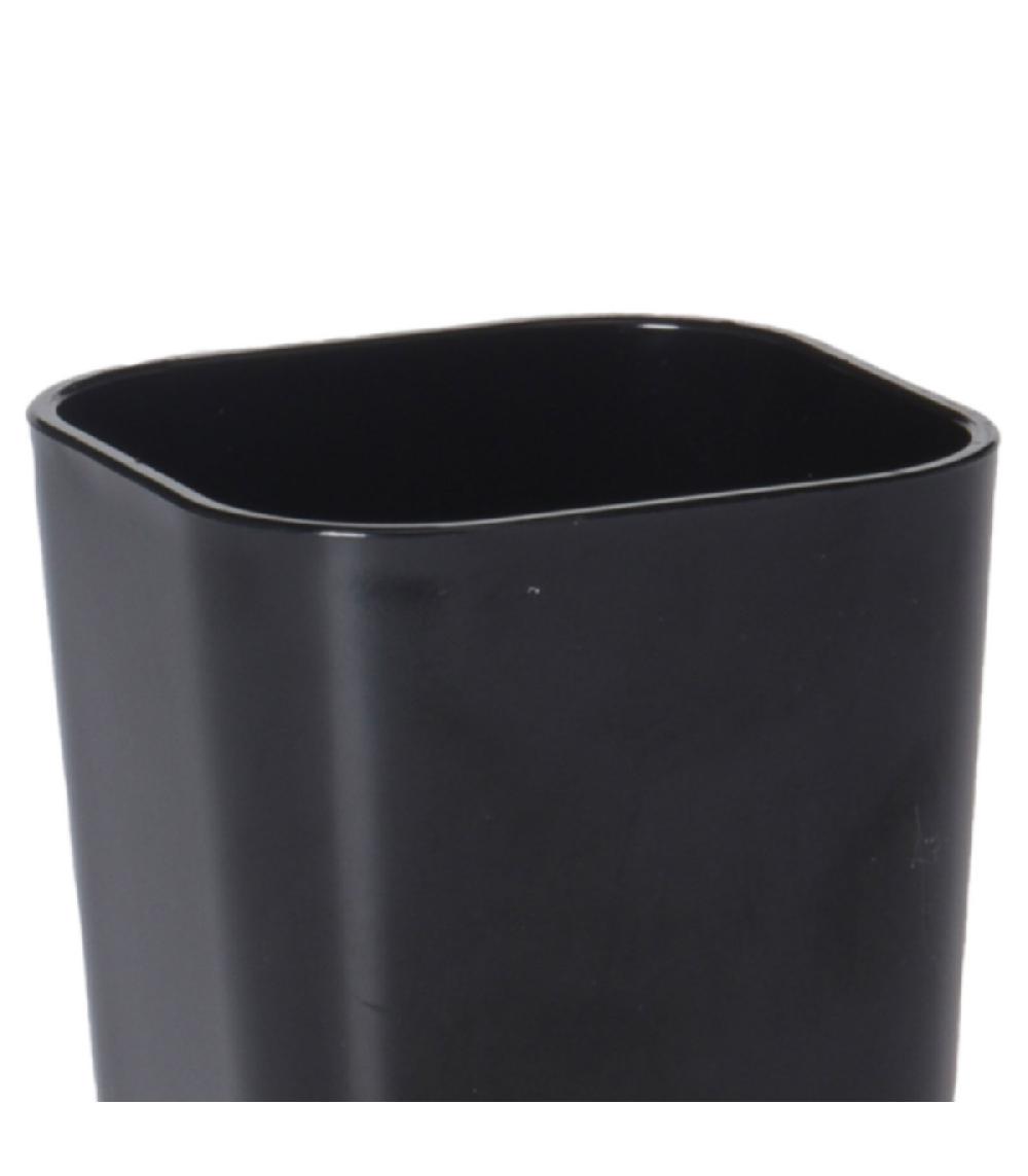 Wadiga Gobelet Salle De Bain Noir Et Bambou - 7.5x7.5x11.5cm