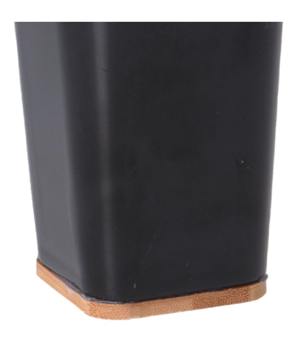 Wadiga Gobelet Salle De Bain Noir Et Bambou - 7.5x7.5x11.5cm