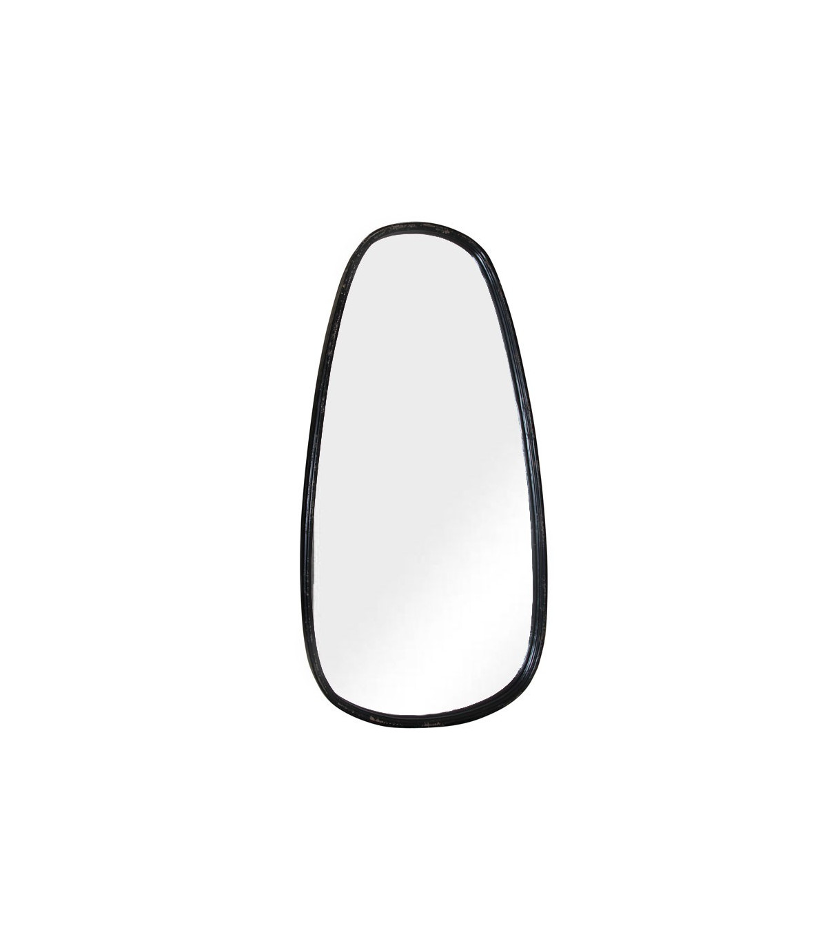 wadiga Grand Miroir Mural Noir Forme Ovoïde - Hauteur 70cm