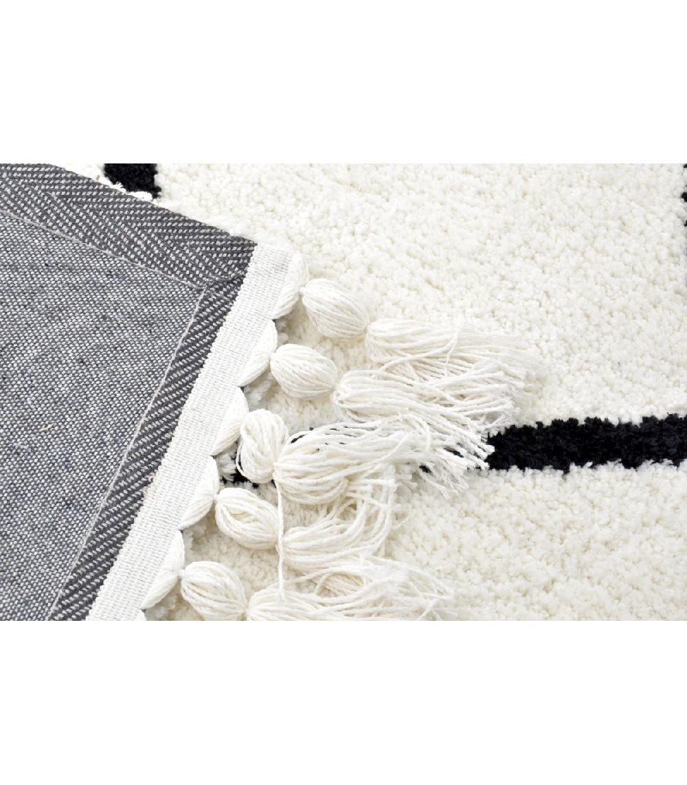 Wadiga Grand Tapis Style Berbère Polyester Noir Et Blanc Crème - 160x230cm