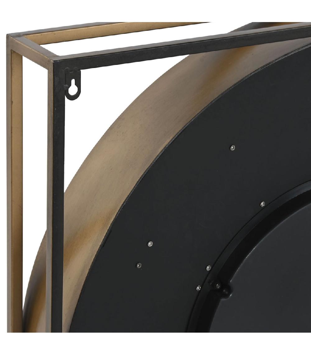 Wadiga Grande Horloge Murale Bois Et Métal Doré 72x10x72cm