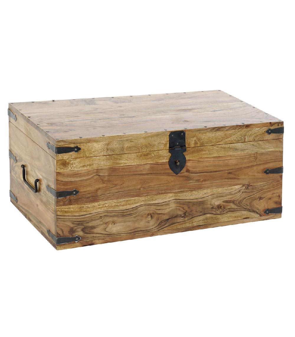 wadiga Grande Malle de Rangement en Bois Massif Acacia