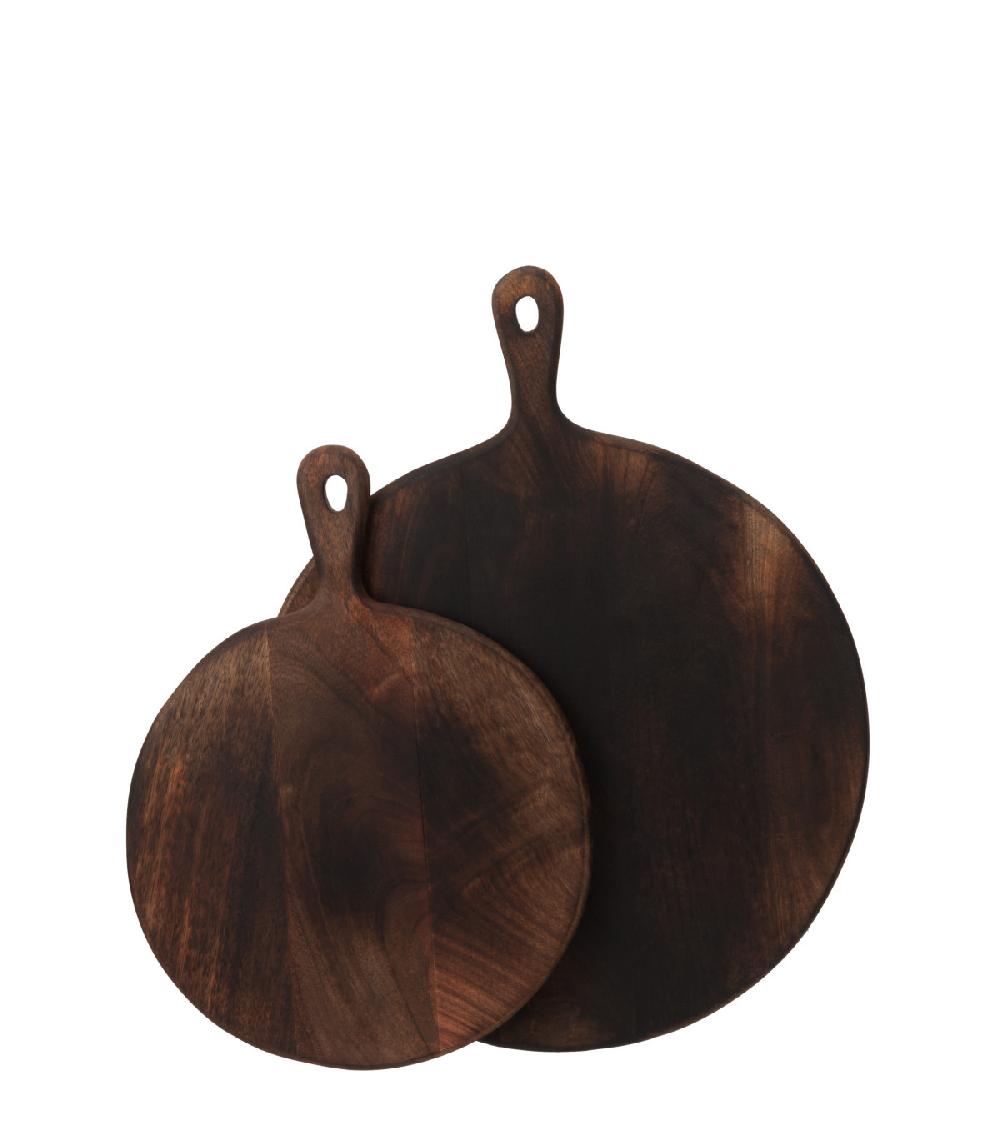 Wadiga Grande Planche à Découper Ronde En Bois Marron - 50 5x39 8x1 7cm