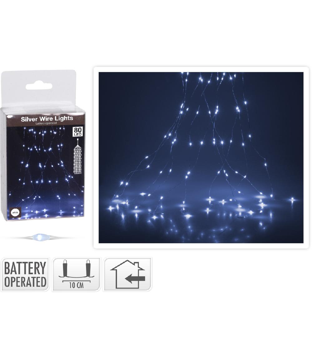 wadiga Guirlande Lumineuse Argentée 80 Micro Led Blanches à Piles