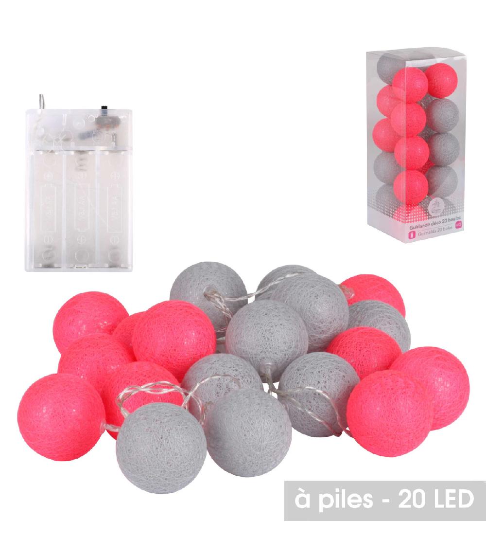 Wadiga Guirlande Lumineuse Led à Piles Multicolore - Gris Et Rose