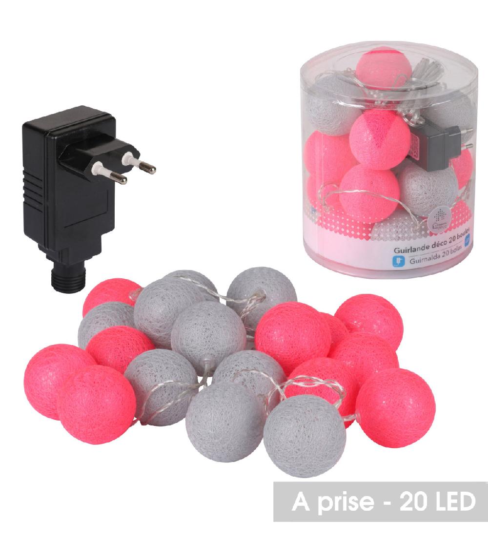 Wadiga Guirlande Lumineuse Led Sur Secteur Multicolore - Gris Et Rose