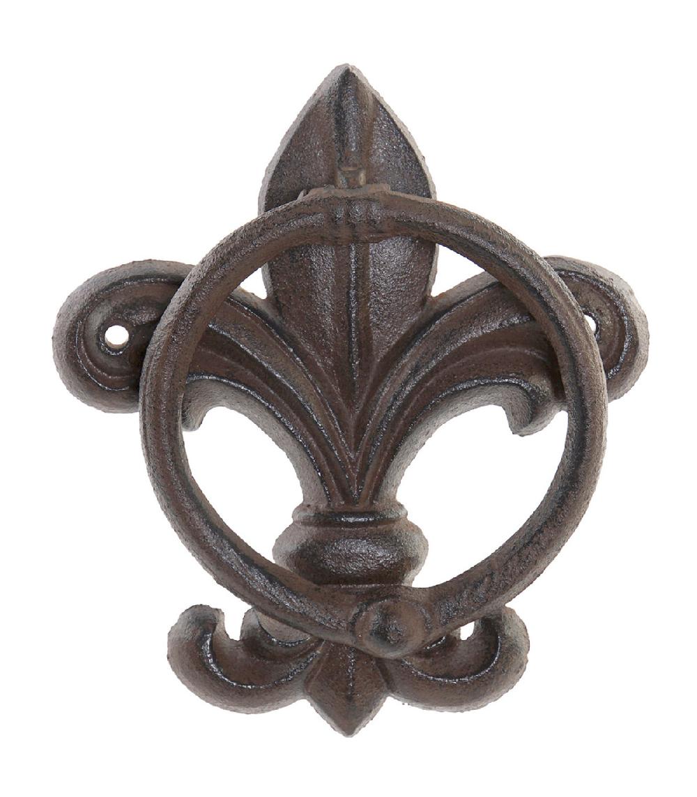 wadiga Heurtoir de porte fleur de lys en fonte 14x3x16cm