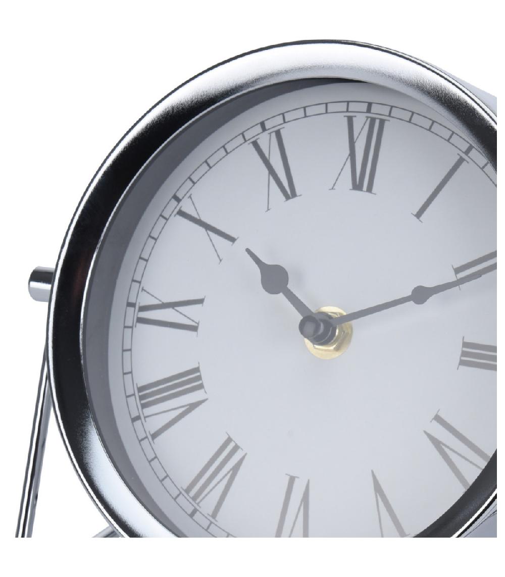 Wadiga Horloge à Poser En Métal Argenté Chiffres Romains