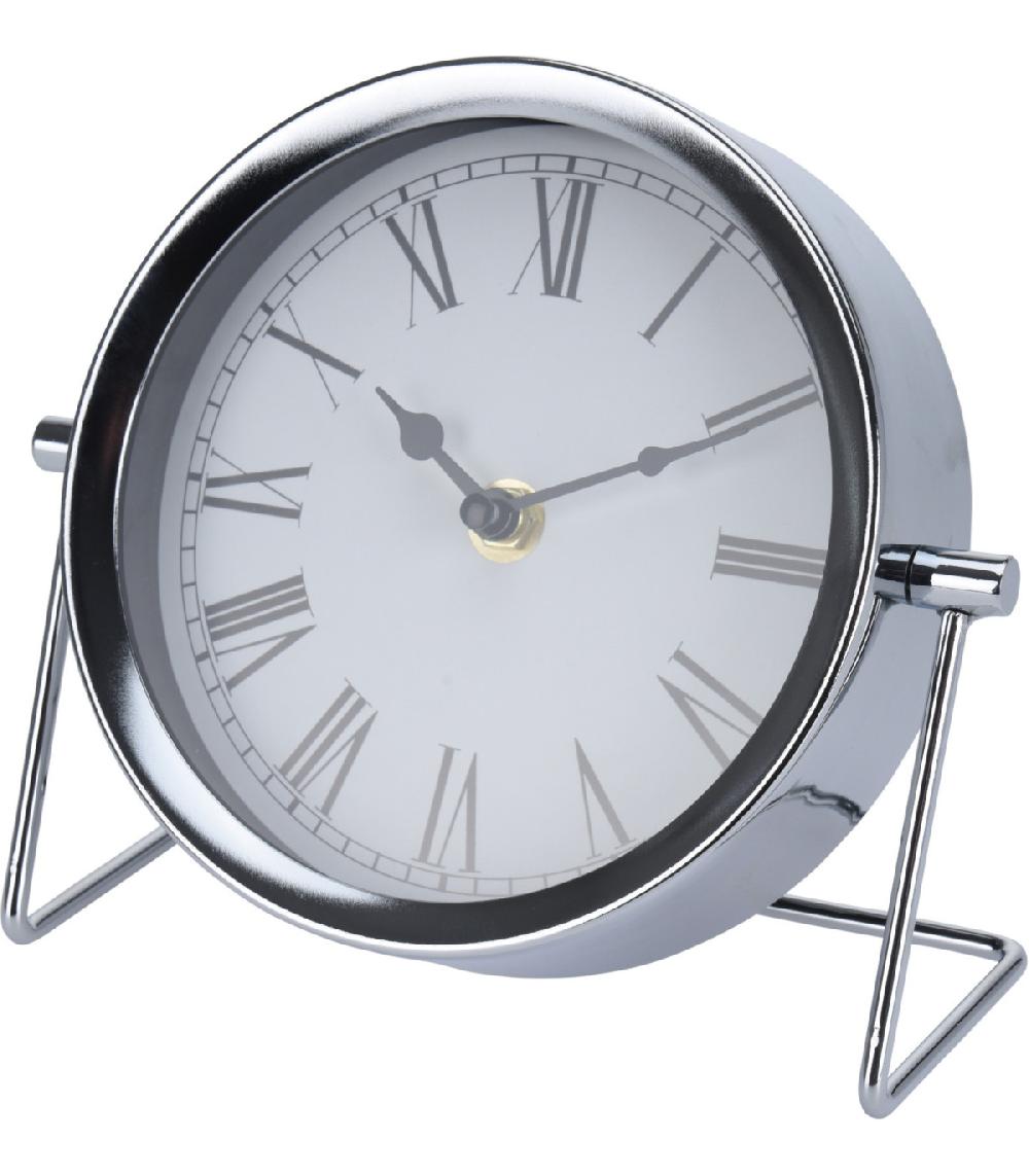 wadiga Horloge à poser en métal argenté chiffres romains