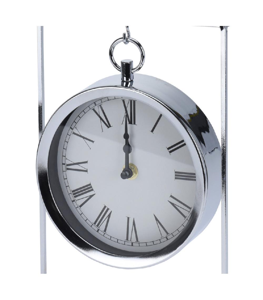 Wadiga Horloge à Poser Suspendue En Métal Argenté Chiffres Romains