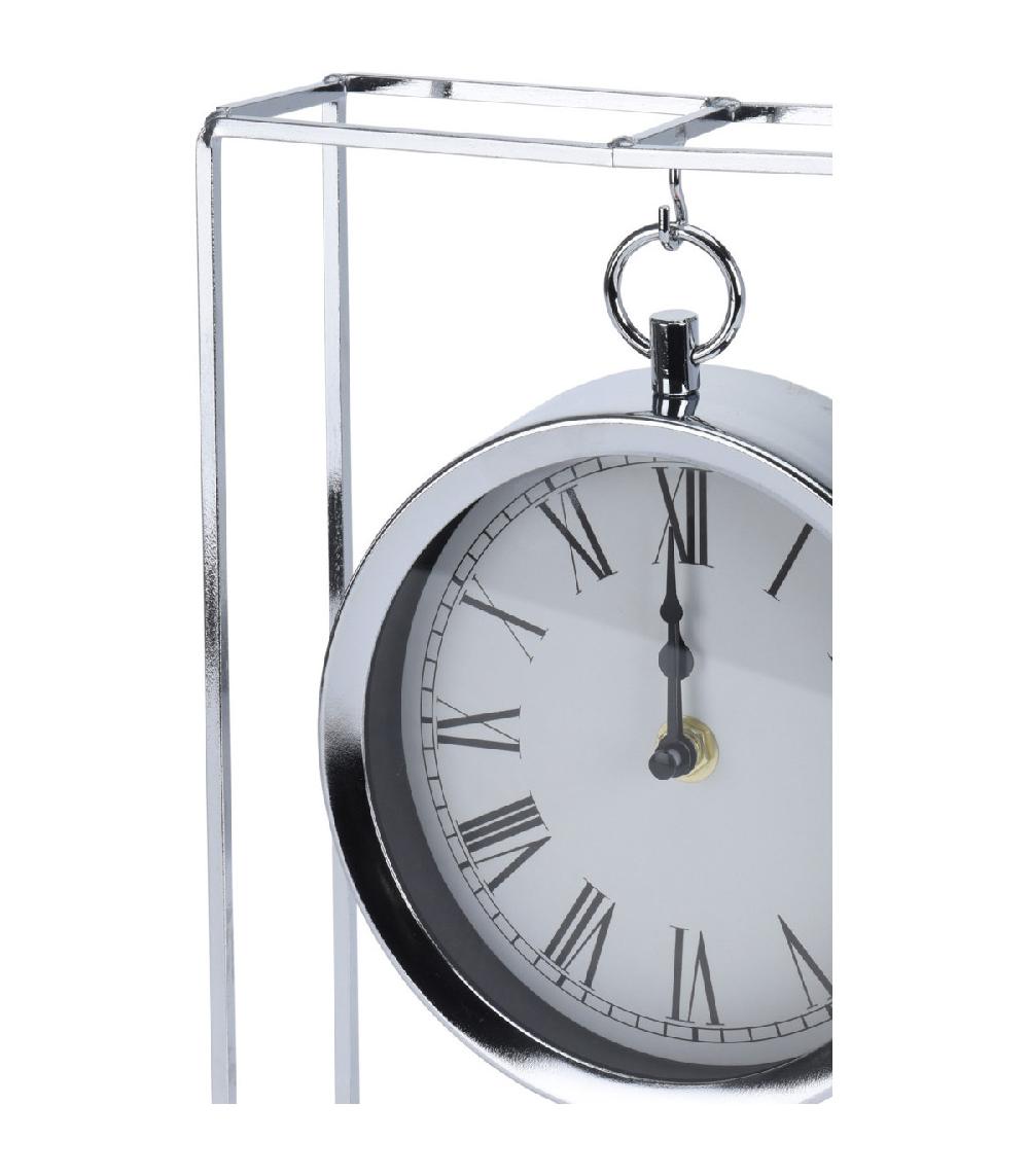 Wadiga Horloge à Poser Suspendue En Métal Argenté Chiffres Romains