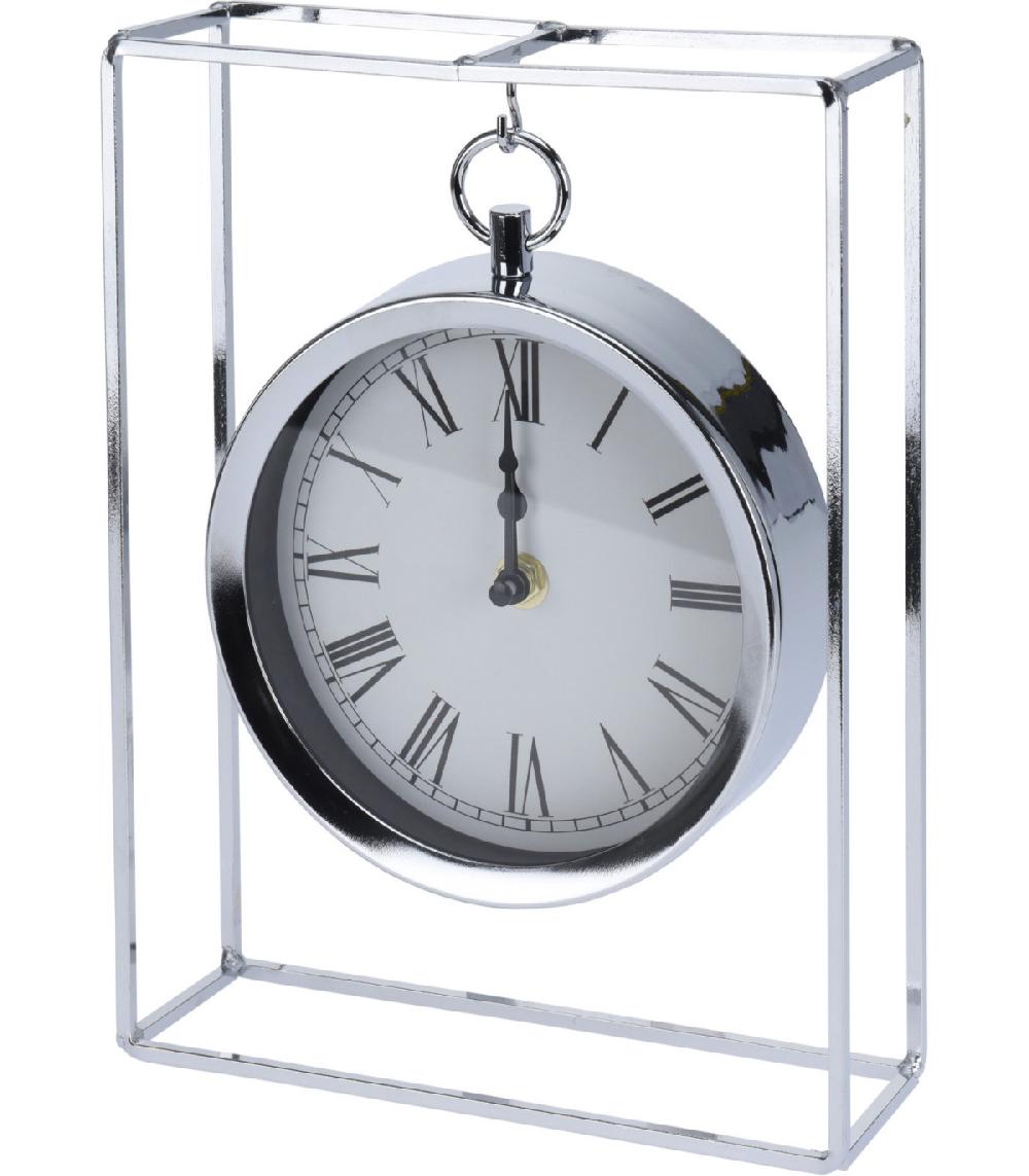wadiga Horloge à Poser Suspendue en Métal Argenté Chiffres Romains