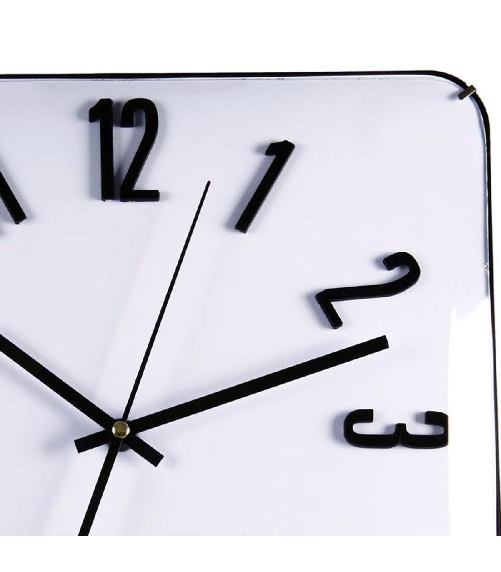 Wadiga Horloge Murale Carrée En Verre Noir Et Blanc 31x31x5.5cm