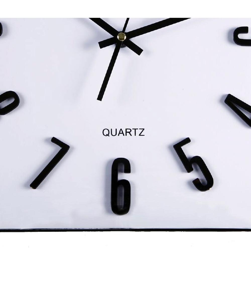 Wadiga Horloge Murale Carrée En Verre Noir Et Blanc 31x31x5.5cm