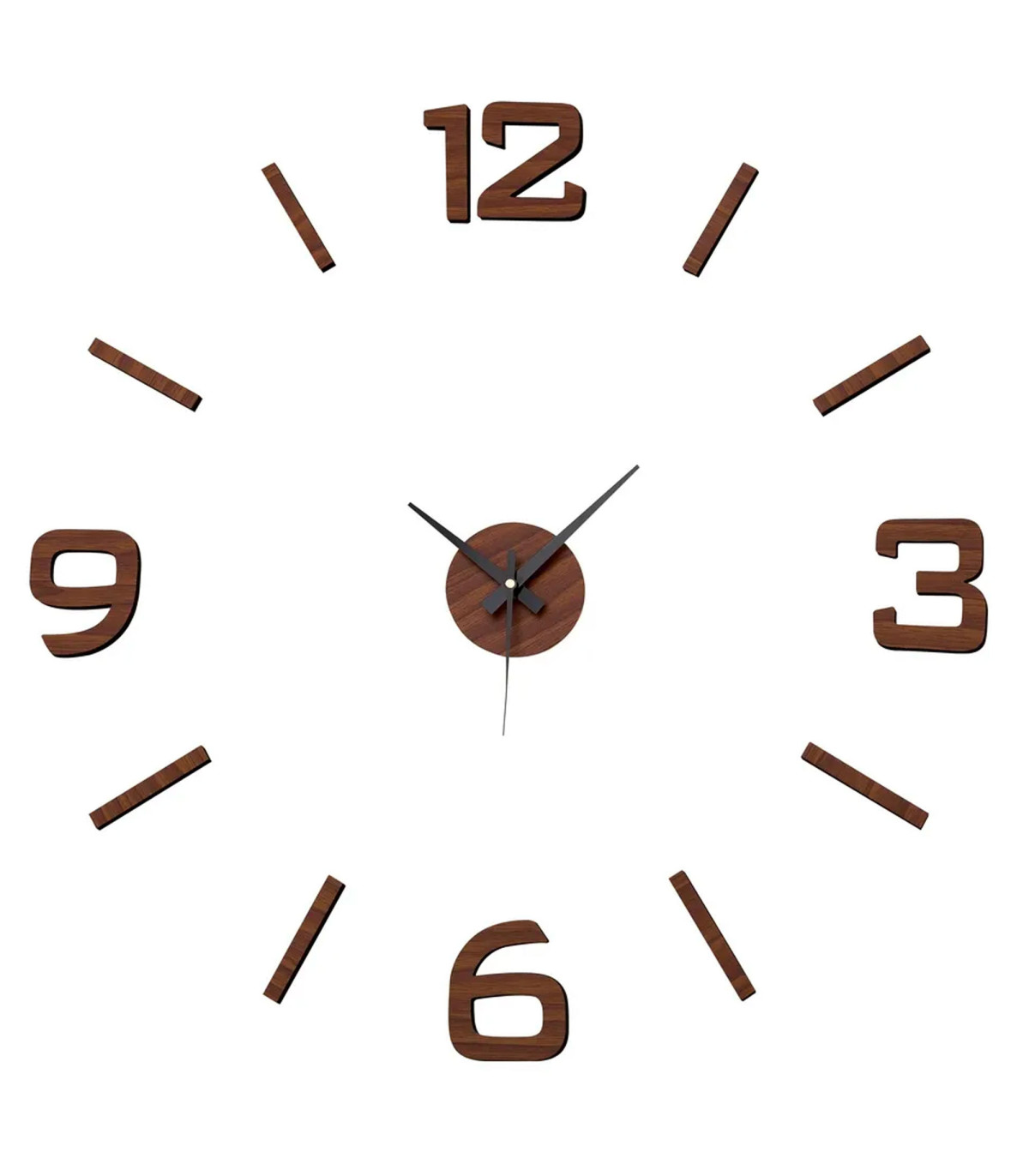 wadiga Horloge murale design effet bois taille personnalisable à coller