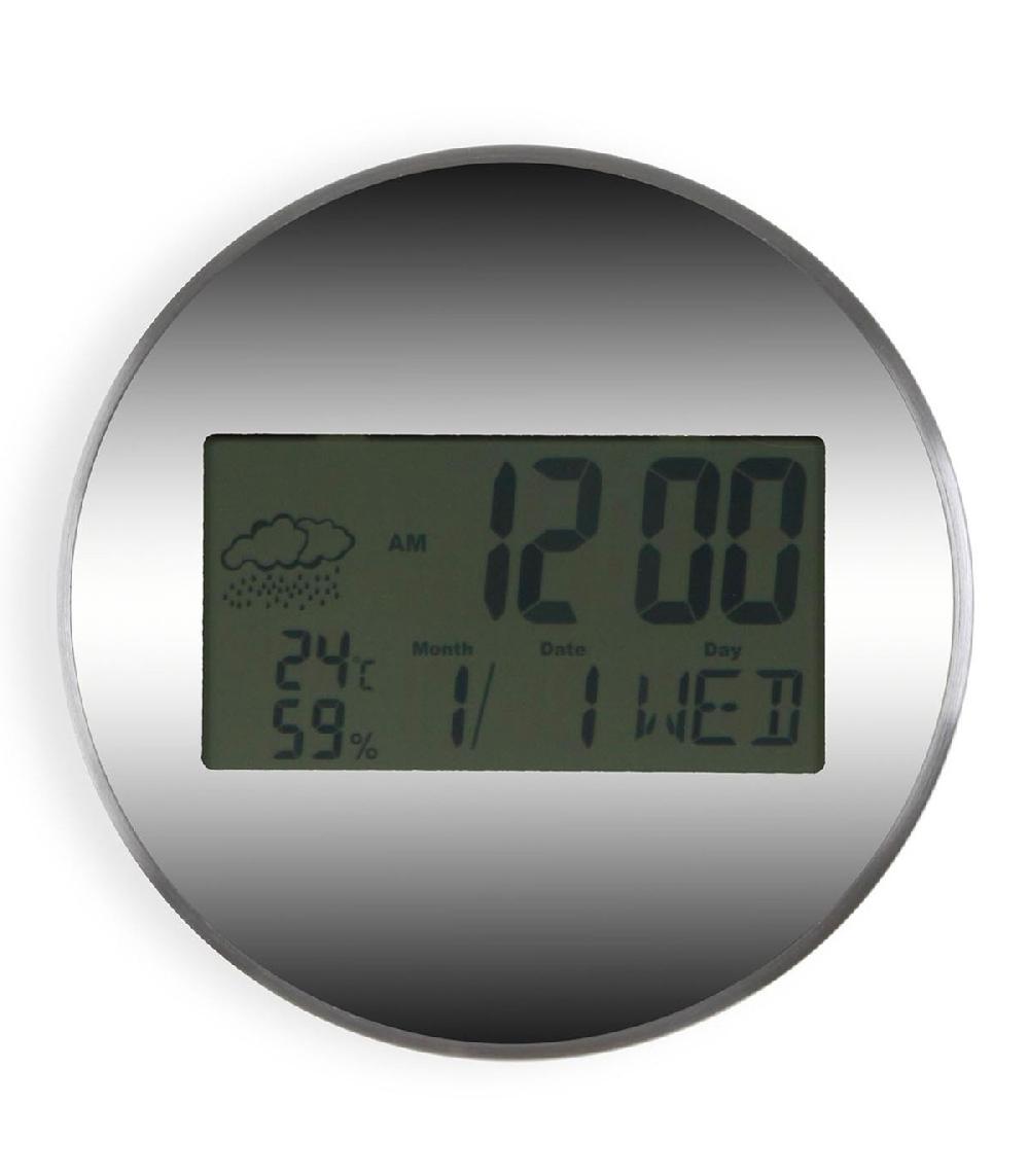 wadiga Horloge murale digitale ronde thermomètre hygromètre 30x30x4cm