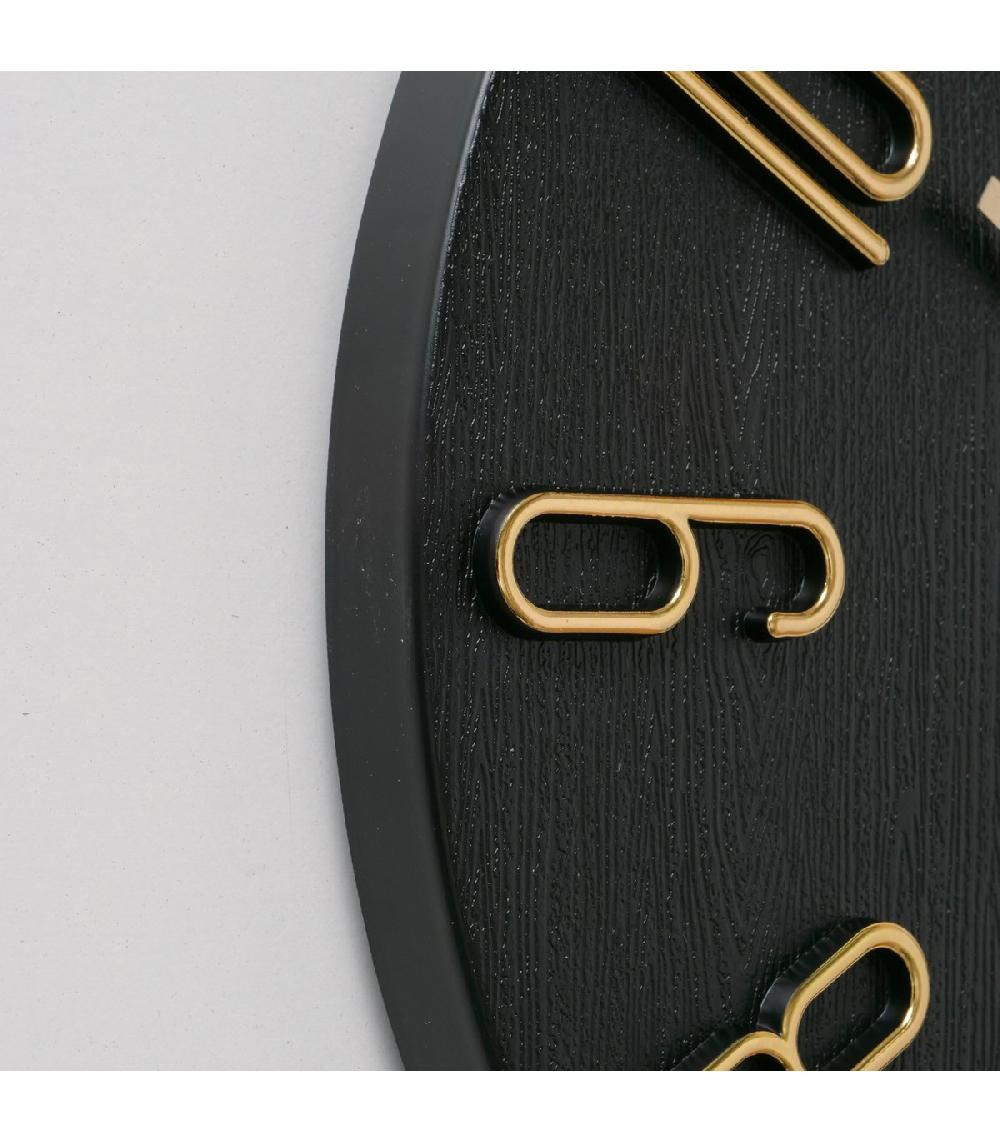 Wadiga Horloge Murale Effet Bois Noir Et Doré Diamètre 30cm