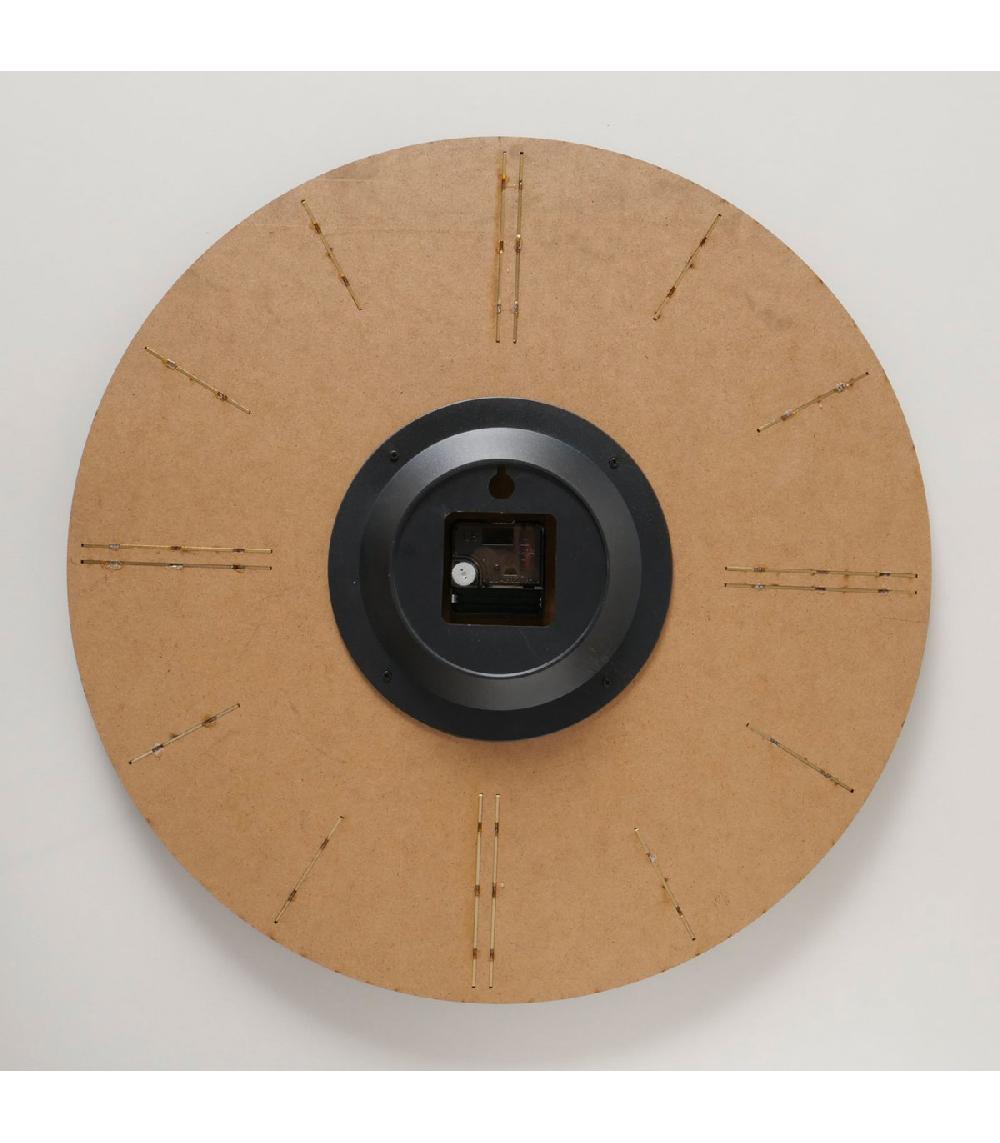 Wadiga Horloge Murale En Bois Noir Et Doré 52x52x4cm