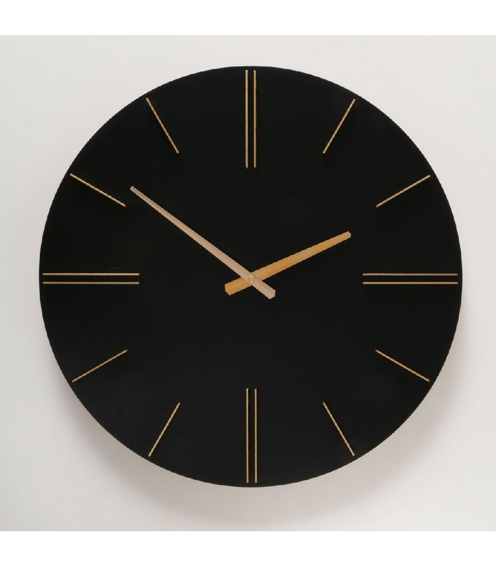 Wadiga Horloge Murale En Bois Noir Et Doré 52x52x4cm