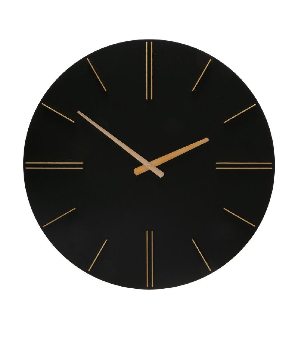 wadiga Horloge murale en bois noir et doré 52x52x4cm