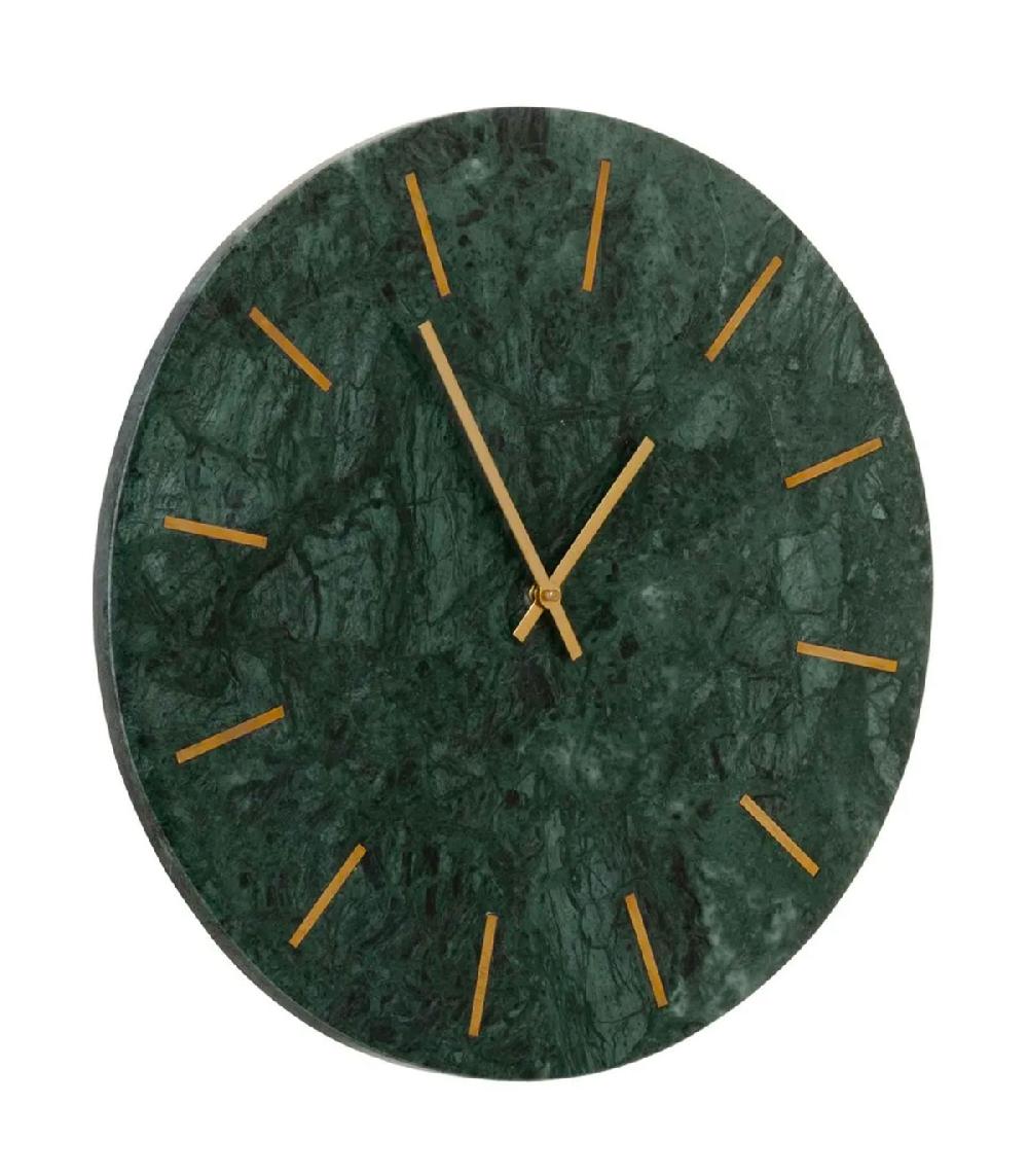 Wadiga Horloge Murale En Marbre Vert Et Métal Doré 41x41x2cm