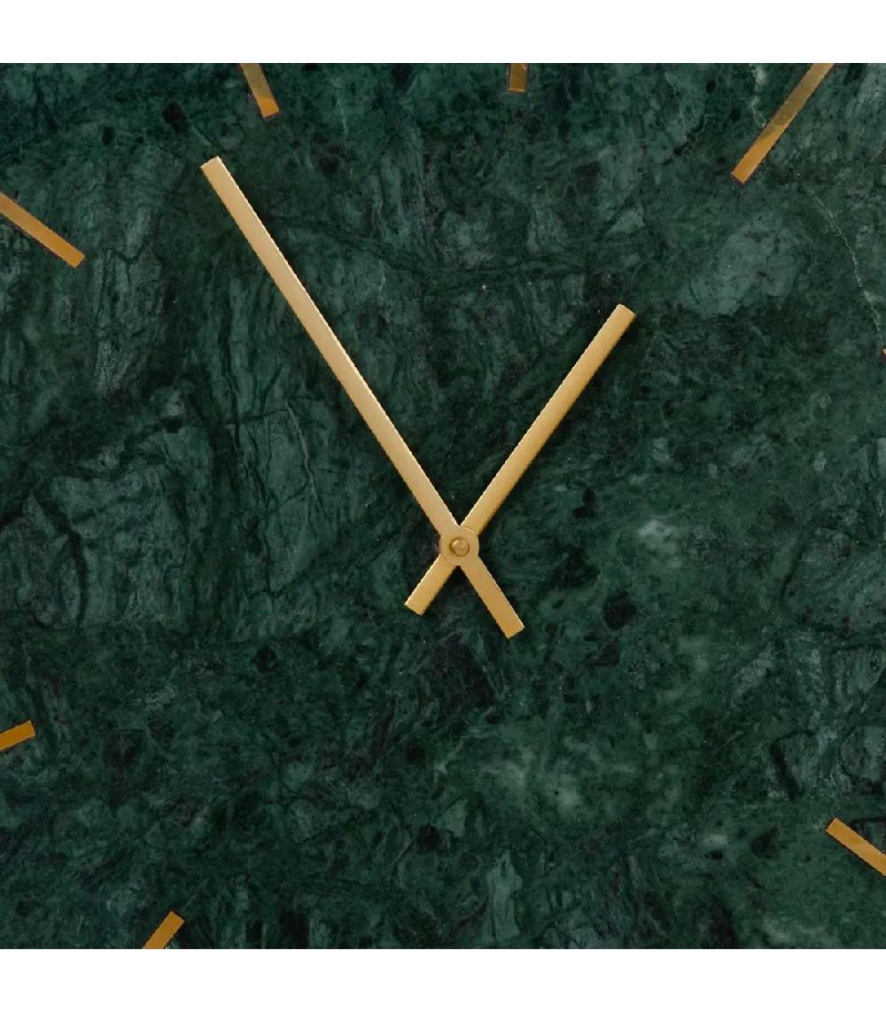 Wadiga Horloge Murale En Marbre Vert Et Métal Doré 41x41x2cm