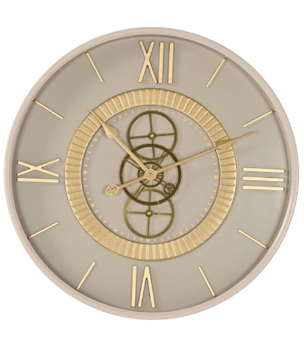 wadiga Horloge murale en métal beige-gris et doré 59.5x59.5x8.5cm