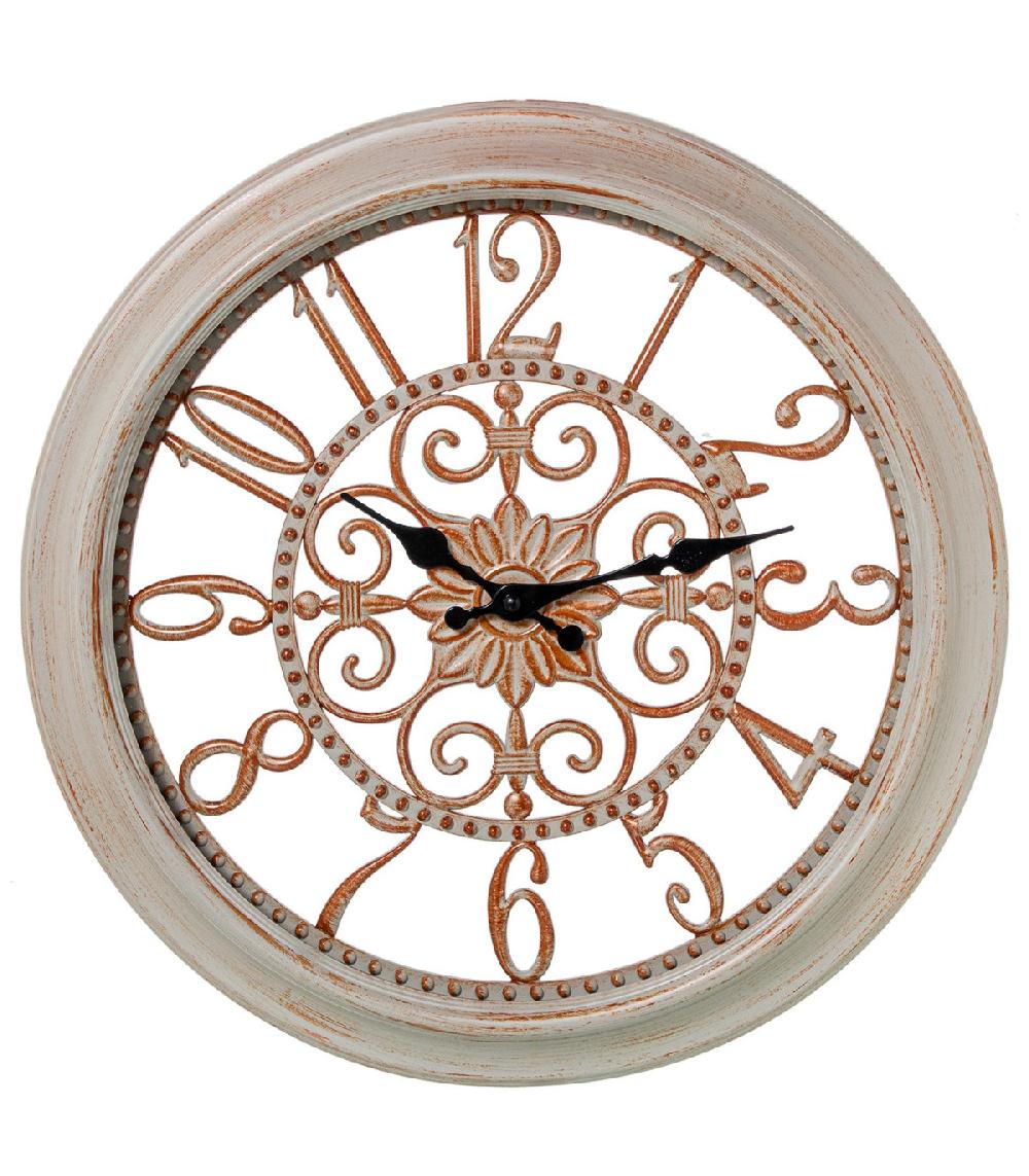 wadiga Horloge murale ronde blanche et dorée 40.5x40.5x5cm