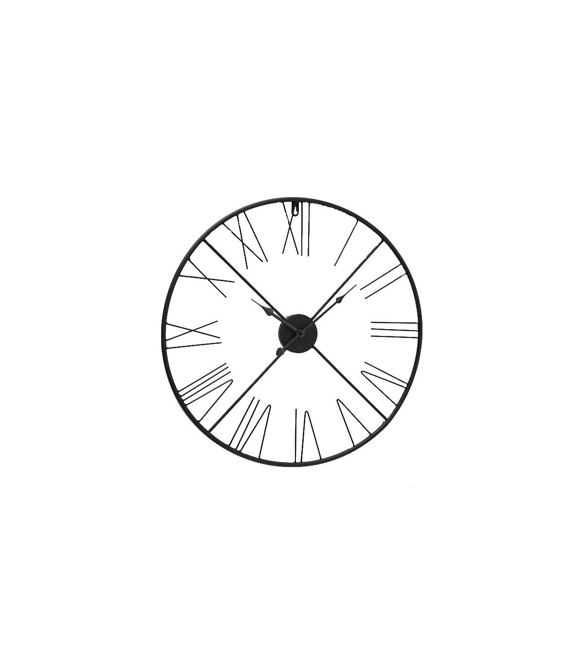wadiga Horloge Murale Ronde Chiffres Romains Métal Noir