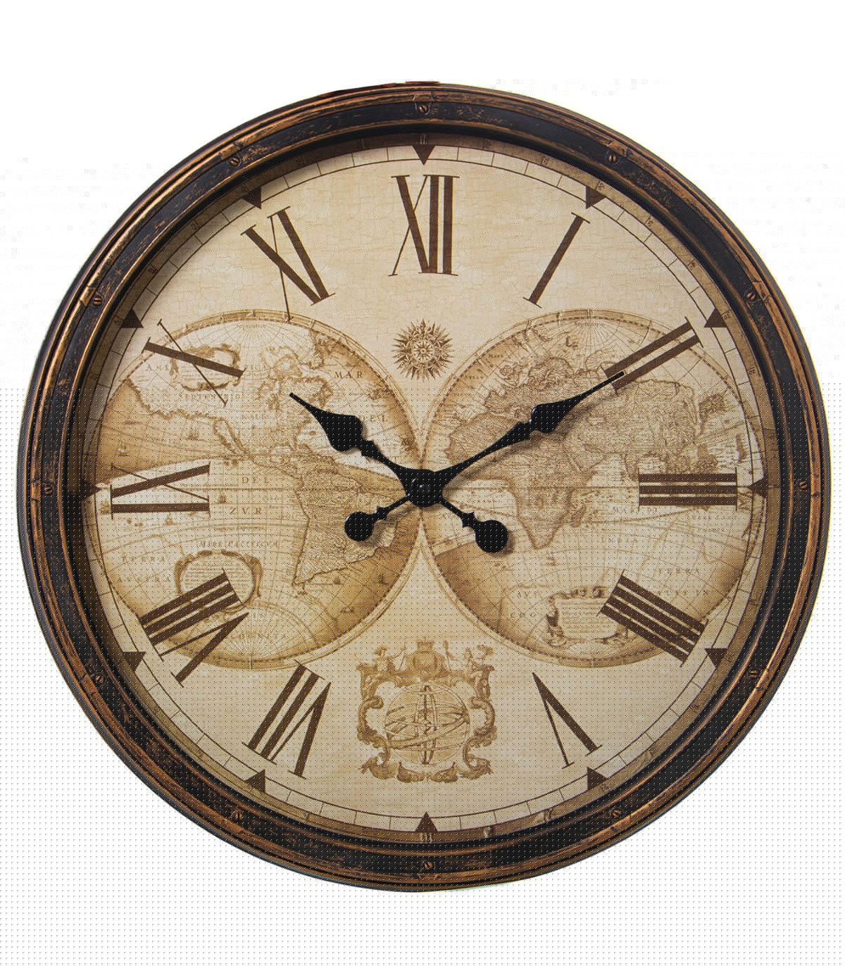 wadiga Horloge murale ronde en acrylique noir cartes - Diamètre 51cm