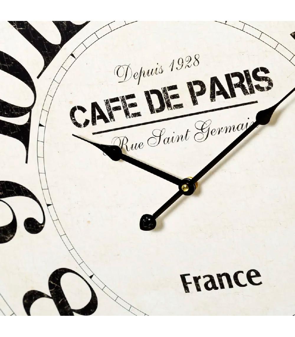 Wadiga Horloge Murale Ronde En Bois Café De Paris 60cm
