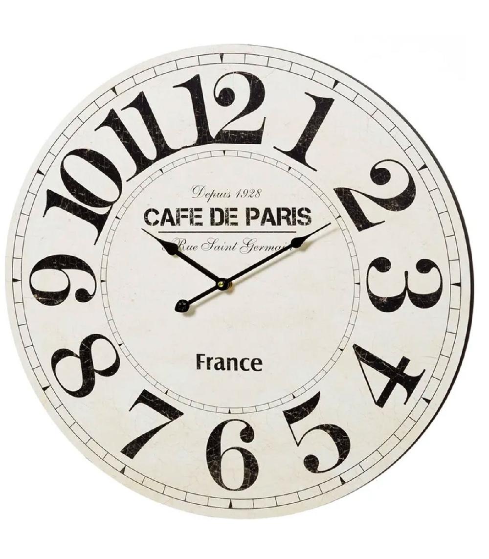 wadiga Horloge murale ronde en bois Café de Paris 60cm