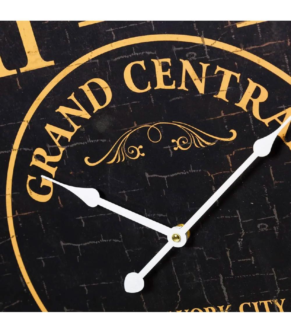 Wadiga Horloge Murale Ronde En Bois Grand Central New-York 60cm