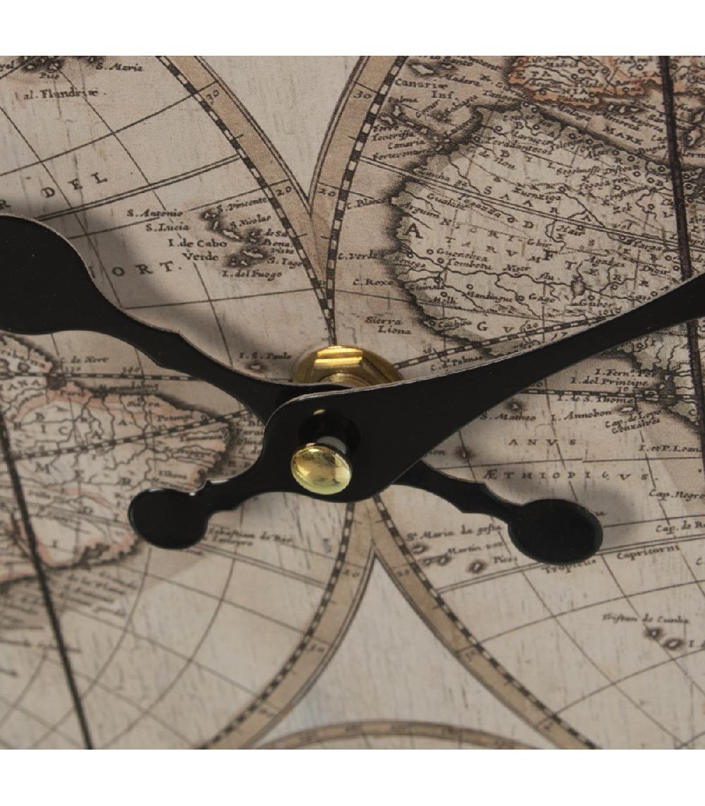 Wadiga Horloge Murale Ronde En Bois Monde - Diamètre 34cm
