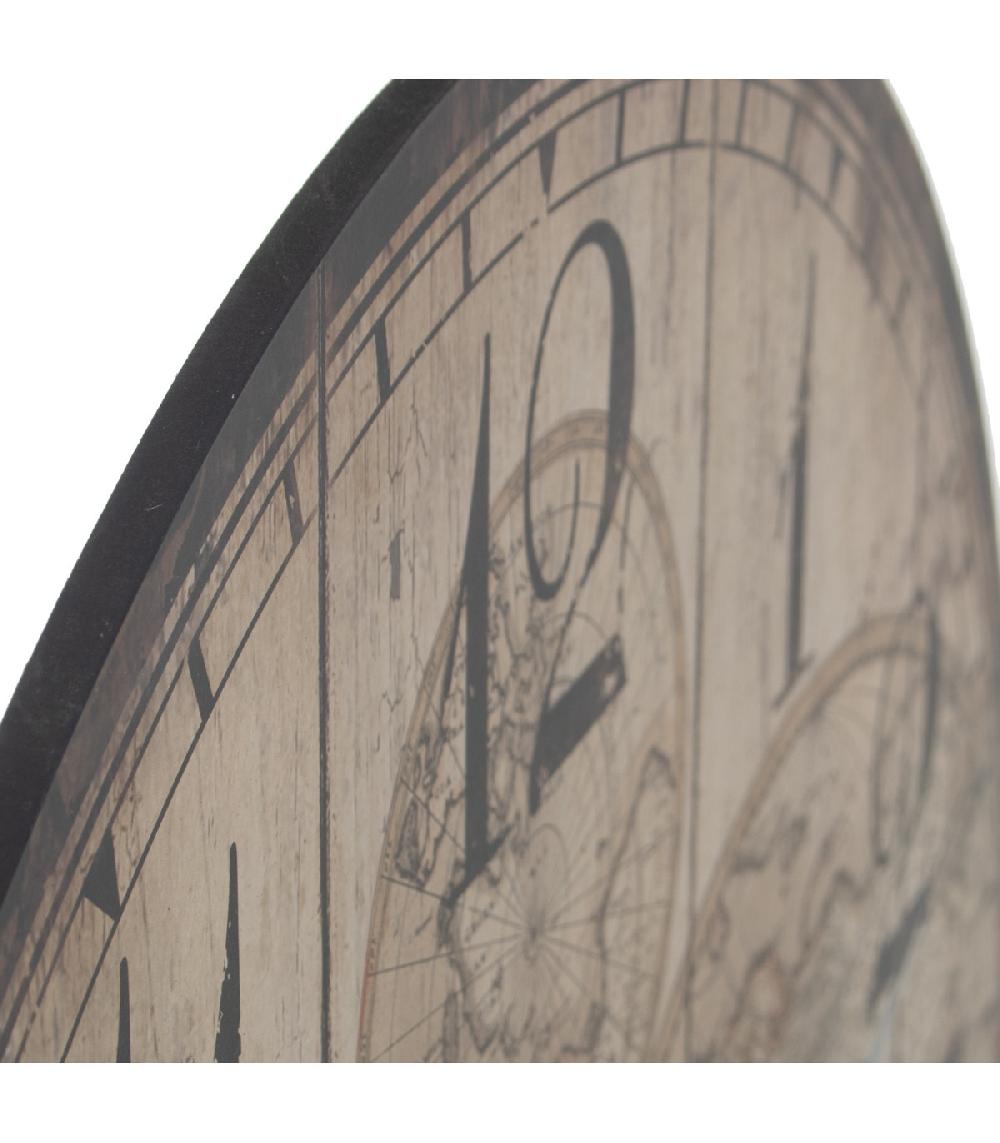 Wadiga Horloge Murale Ronde En Bois Monde - Diamètre 34cm