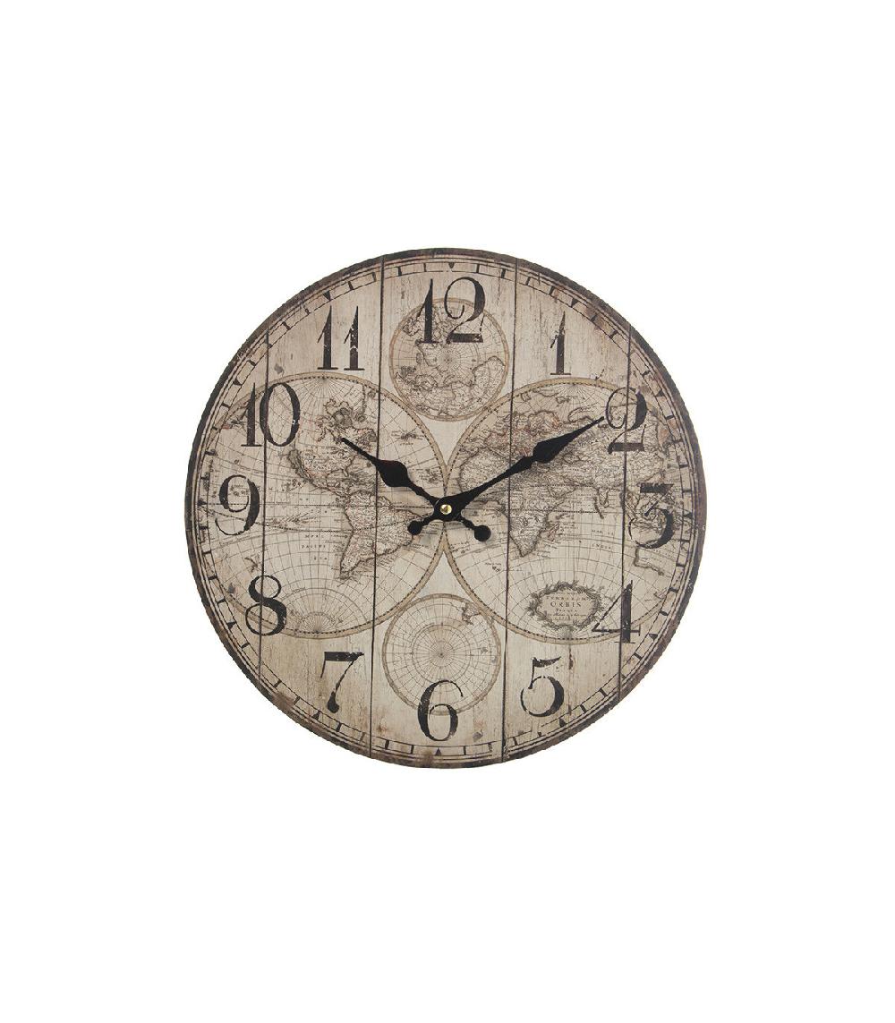 wadiga Horloge murale ronde en bois monde - diamètre 34cm