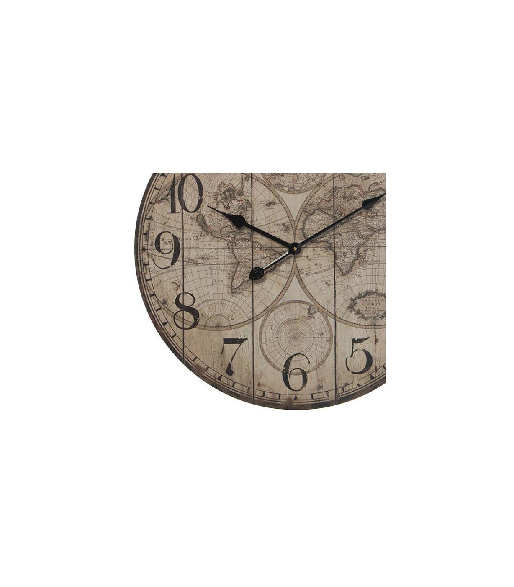 Wadiga Horloge Murale Ronde En Bois Monde - Diamètre 60cm