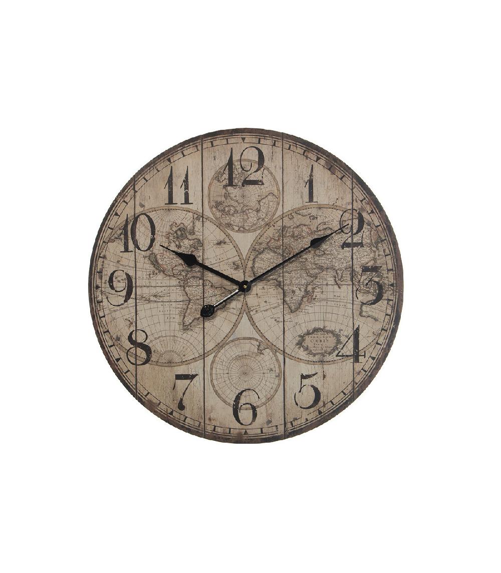 wadiga Horloge murale ronde en bois monde - diamètre 60cm