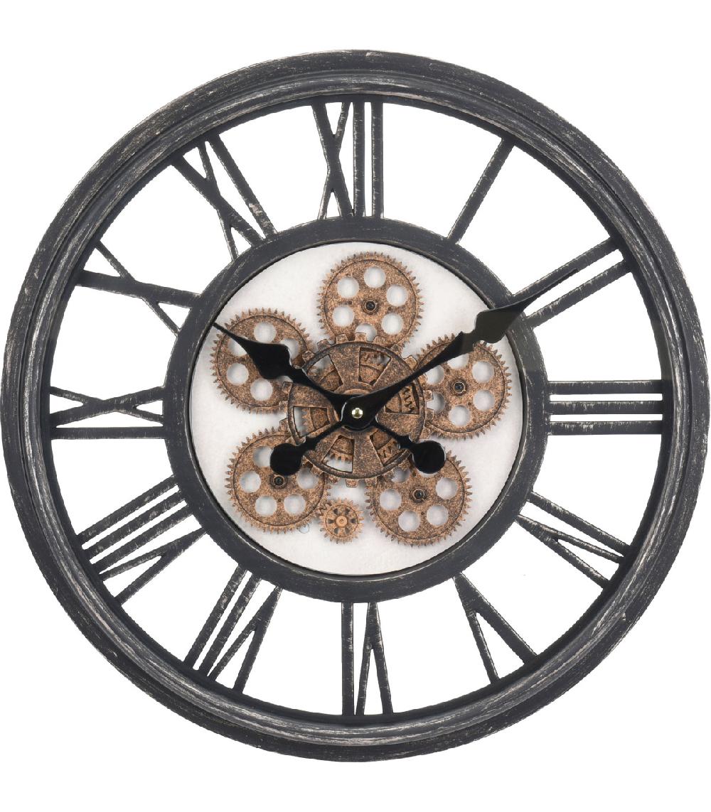 wadiga Horloge Murale Ronde en Chiffres Romains Engrenage - diamètre 50cm