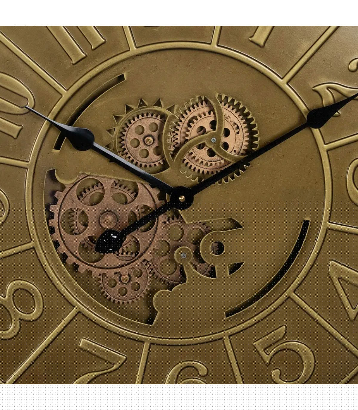 Wadiga Horloge Murale Ronde En Métal Doré Engrenage 60x60x8cm